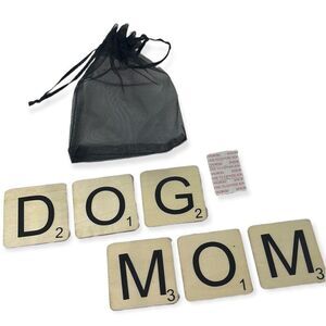 NWT Wool + Pepper Co. DOG MOM Wood Tiles w/ Stickers